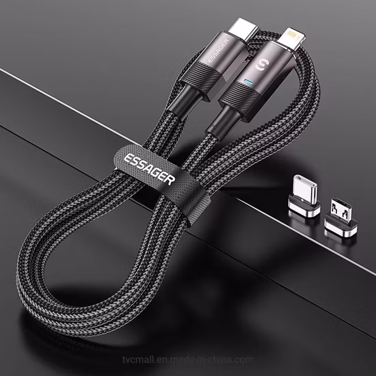 Einzigartiges Design, versandfertig, Pd Mfi, Schnellladedaten, Nylon, geflochten, Aluminiumlegierung, LED, gewebt, 20 W USB-Kabel für Samsung, Huawei, iPhone