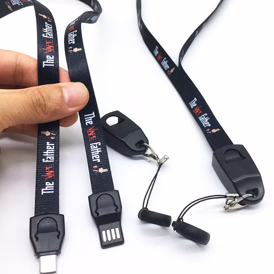 Großhandelspreis Neues Werbegeschenk USB-Lanyard-Umhängeband-Ladekabel-Lanyards Typ C 3-in-1-Datenkabel für Telefon