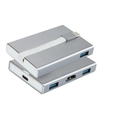 Faltbarer USB-C-3-Port-Hub-Multiport-Adapter mit HDMI und Pd
